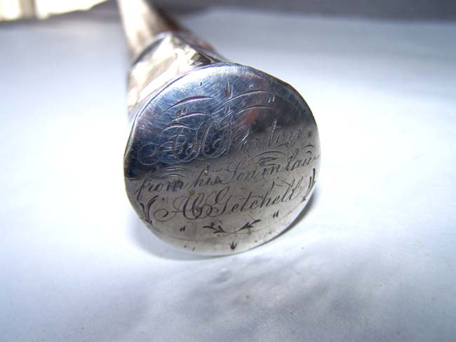 An Historically Important and Exceptionally RARE 19th century Silver Mounted Presentation Walking Stick made from wood salvaged from the War of 1812 Brig NIAGARA Commanded by Commodore Oliver H. Perry at the Battle of Lake Erie, Sept. 10, 1813. — image 8